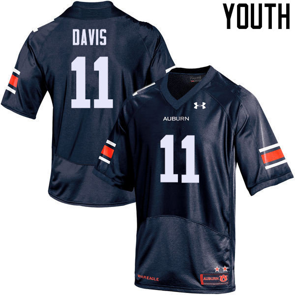 Auburn Tigers Youth Chris Davis #11 Navy Under Armour Stitched College NCAA Authentic Football Jersey MQA7774PX